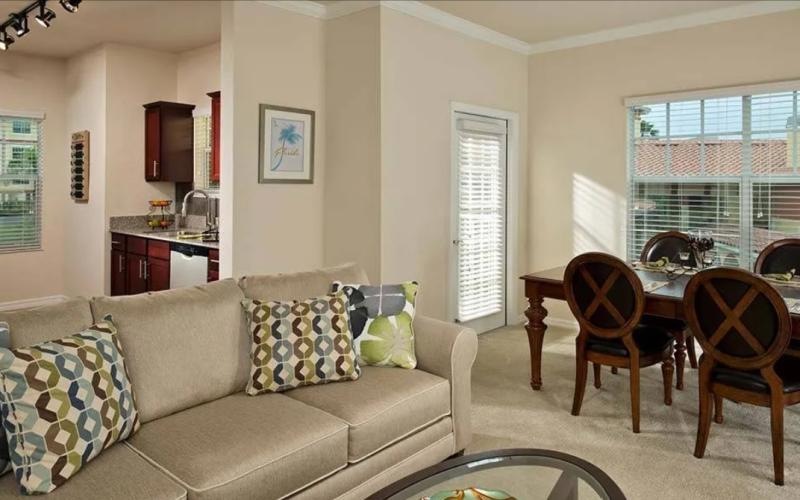 living room next to dining area